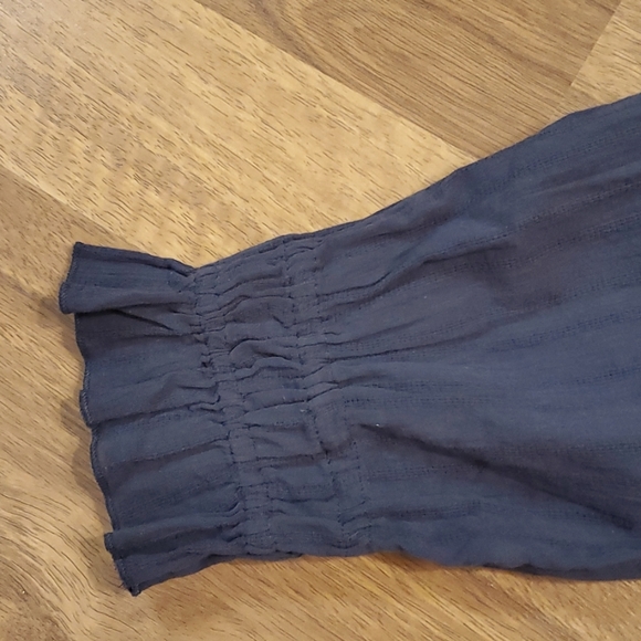 Free People BOHO Obi Mila smocked  navy tunic blouse top long sleeves Small 4 6 - Picture 5 of 6
